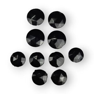 Antique Victorian Black Glass Button Sets Lot 10 Piece Faceted Round French Jet